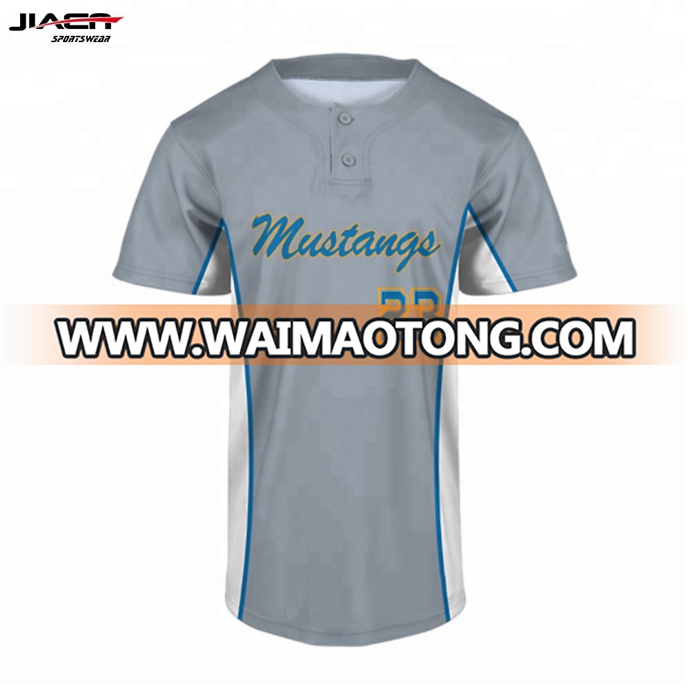 Custom Design 2 Button Short Sleeve Baseball Jersey