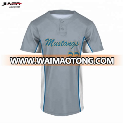 Custom Design 2 Button Short Sleeve Baseball Jersey